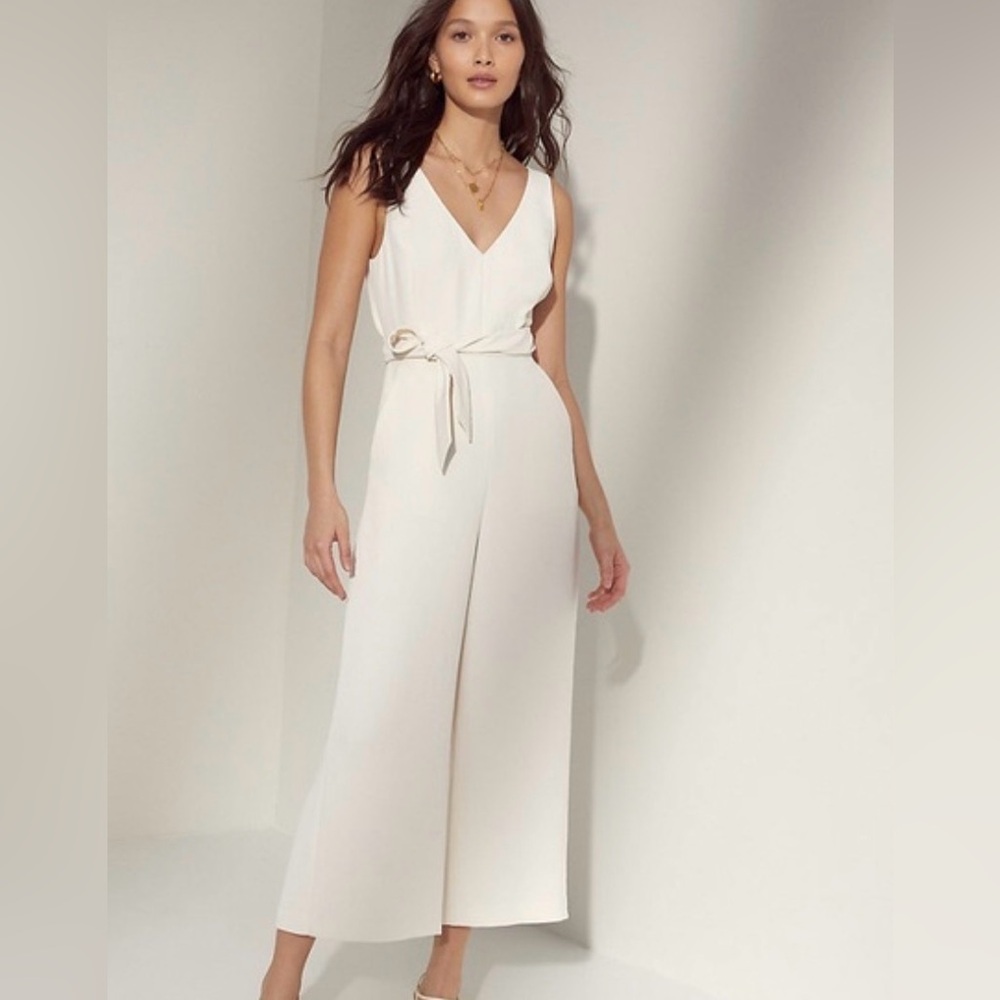 Wilfred Aritzia Cream Wide-Leg Jumpsuit | Size 2